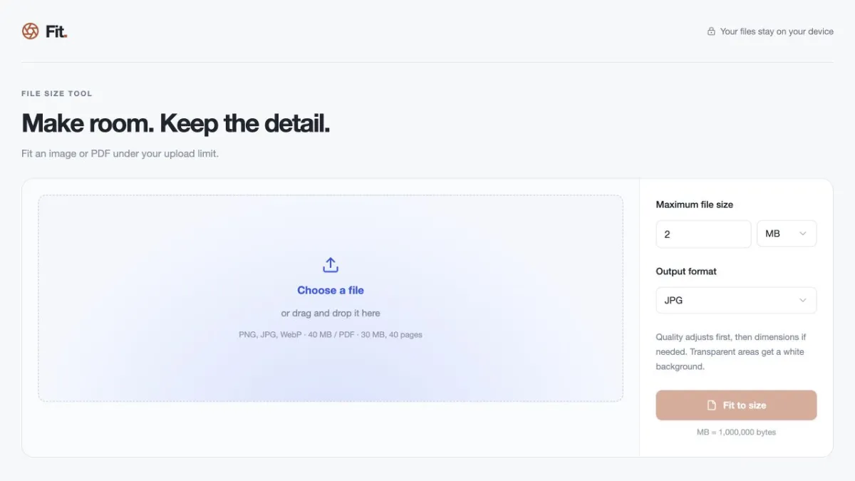 File Size Reducer website screenshot