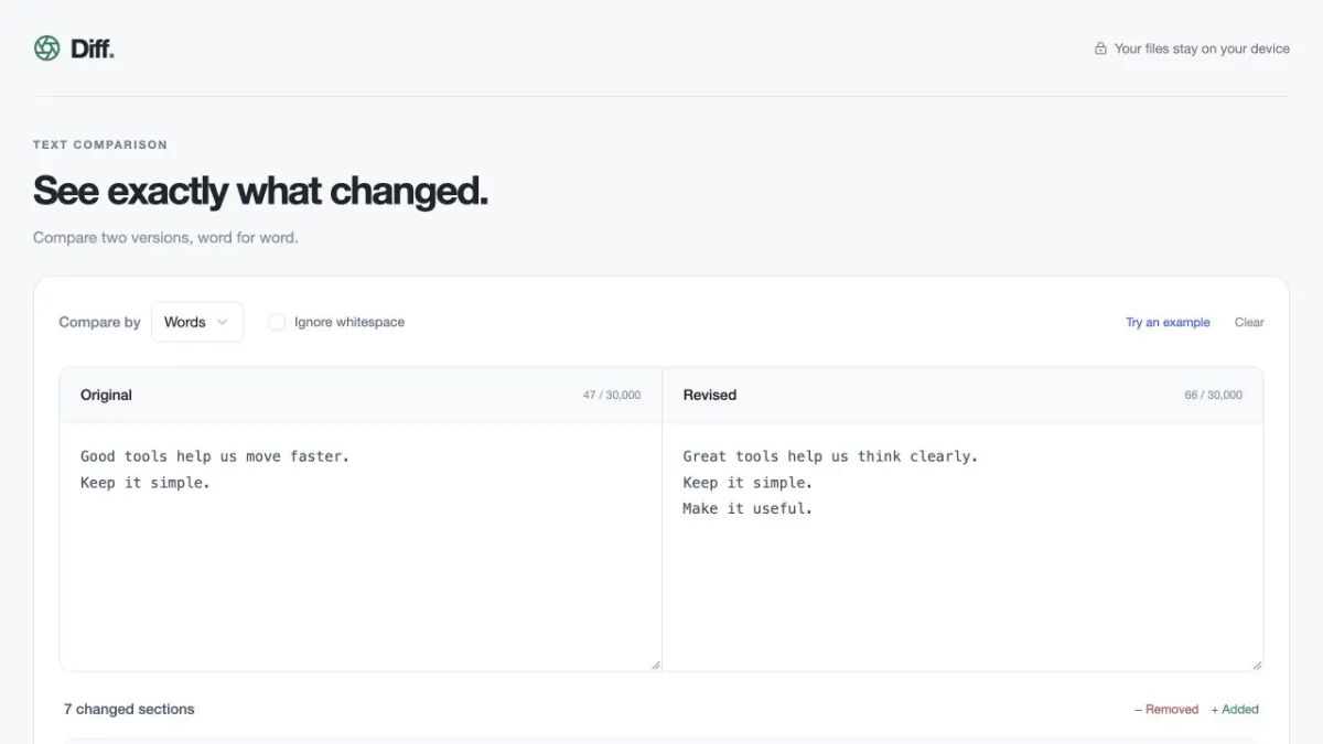 Text Compare website screenshot